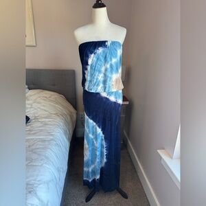 Young Fabulous & Broke Sydney Zion Wash Maxi Dress Blue Tie Dye Size XS